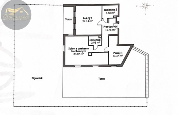 100m2 / ogródek / nowy budynek
