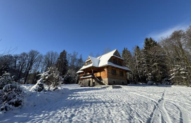 Piękny dom z bali przy lesie, w górach, dz.5799 m2
