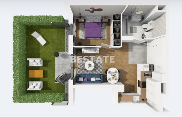 2 pokoje z tarasem i ogrodem, apartamenty Widzew