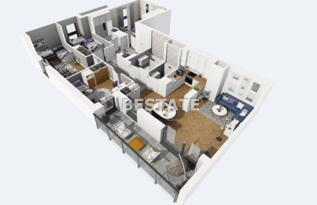 5 pokojowy apartament, loggia 9 m.kw Widzew