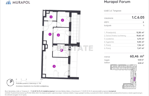 Apartament, 4 pokoje, loggia + blkon, Widzew