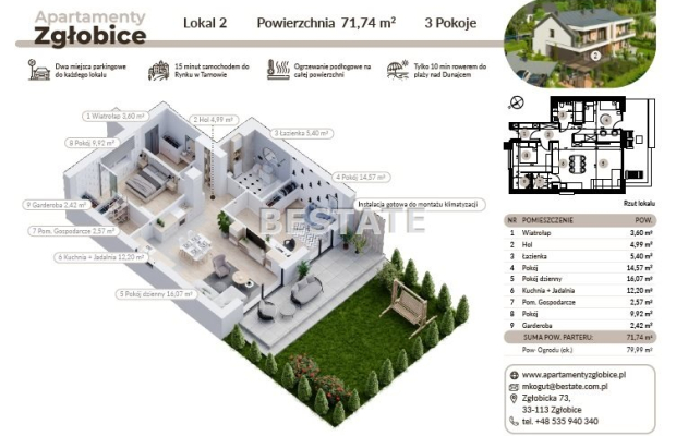 Spokój, który pokochasz  
Apartamenty Zgłobice to kameralna inwestycja w spokojnej, zielonej okolicy blisko Tarnowa. Tylko czte