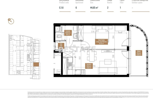 Deweloperskie mieszkanie w Centrum miasta, 44,65m2