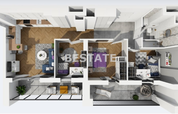 Apartament, 4 pokoje, loggia + blkon, Widzew