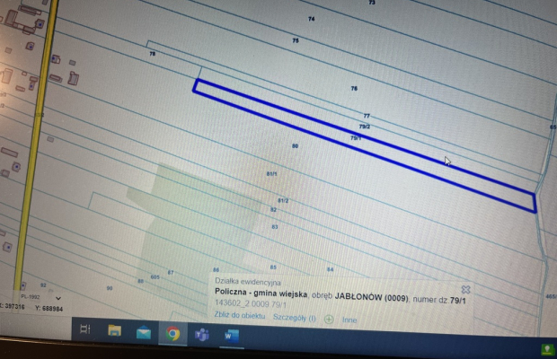 Działka rola 0,77 ha w Jabłonowie gm. Policzna.