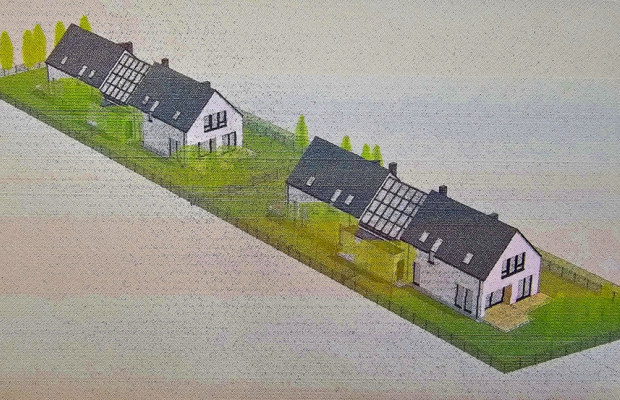 Działka z projektem na dwa domy dwulokalowe