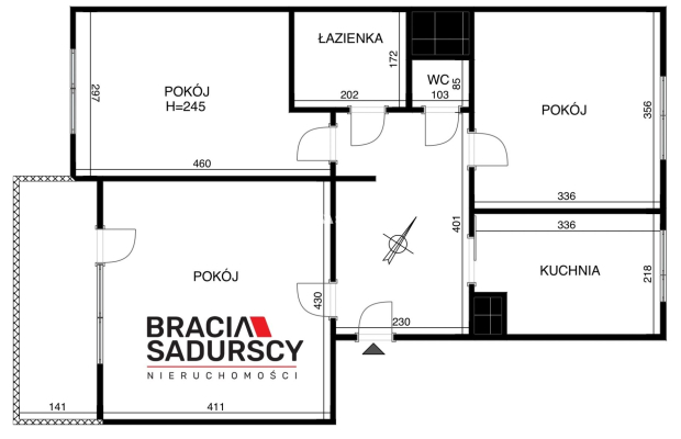 Mieszkanie na sprzedaż, 3pokoje, osobna kuchnia