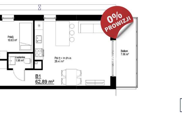 3pok. 63m2 balkon Kraków-Bieżanów 0%