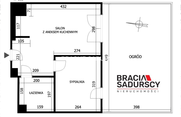 2 pokoje z ogródkiem - Zabłocie - 32,1m2