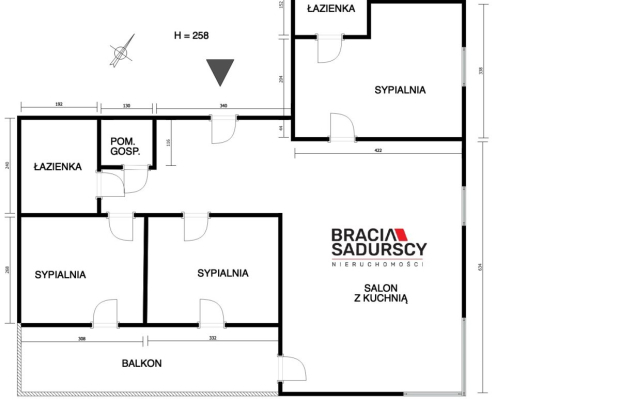 4 pok. mieszkanie 79 m² z klimatyzacją, ul. Fredry