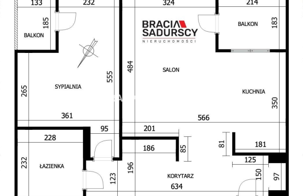 2 pok 56m2 dwa balkony nowoczesne Kliny