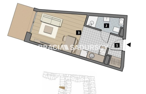 Dostępne mieszkania od 25m2 do 63m2. 