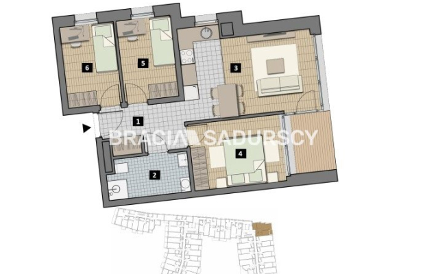Dostępne mieszkania od 25m2 do 63m2. 