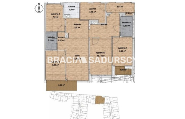 Dostępne mieszkania od 25m2 do 63m2. 