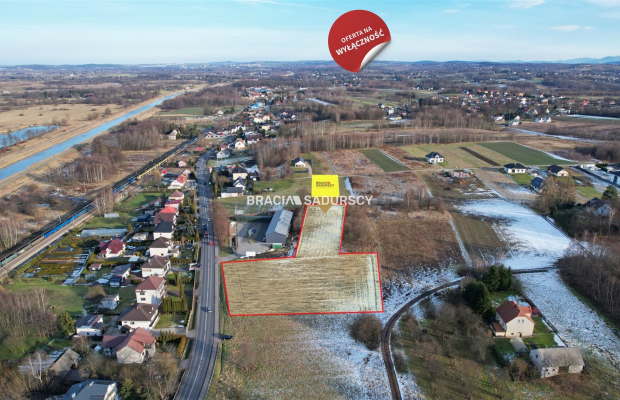 Działka budowlana w Jaśkowicach k/Skawiny gm. Skawina, powiat krakowski. Działka o powierzchni 6200 m2 i wymiarach części główn