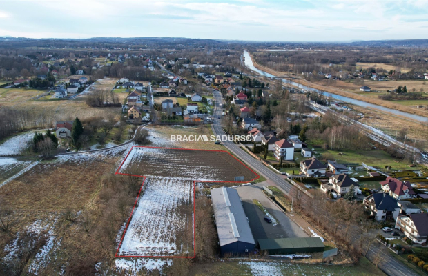 Działka budowlana w Jaśkowicach k/Skawiny gm. Skawina, powiat krakowski. Działka o powierzchni 6200 m2 i wymiarach części główn