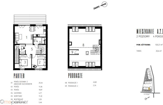 Mieszkanie 4-pokojowe z ogrodem, Ołtaszyn