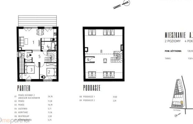 Mieszkanie 4-pokojowe, 2-kondygnacyjne, Ołtaszyn