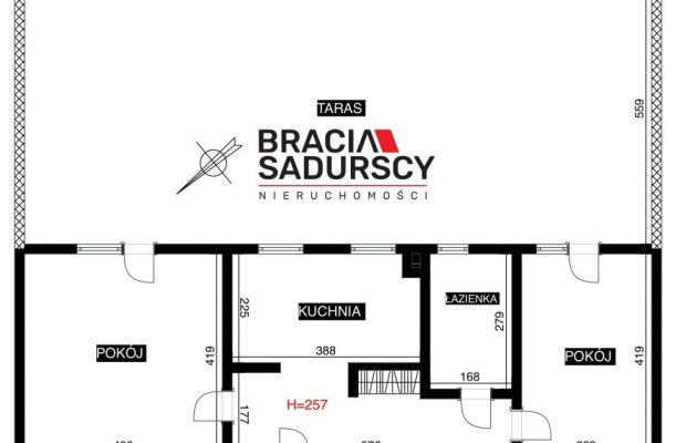 2 pok z osbną kuchnią i dużym tarasem ul.Drukarska