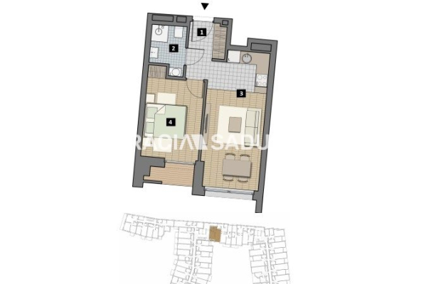 Dostępne mieszkania od 25m2 do 63m2. 
