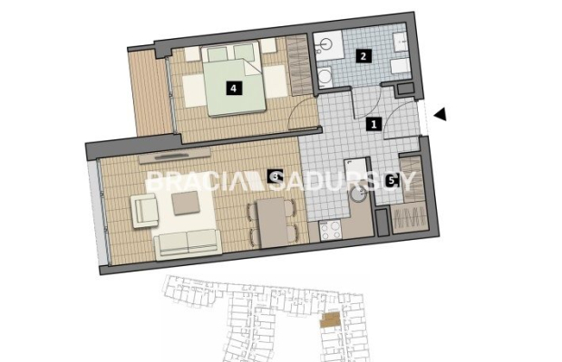 Dostępne mieszkania od 25m2 do 63m2. 