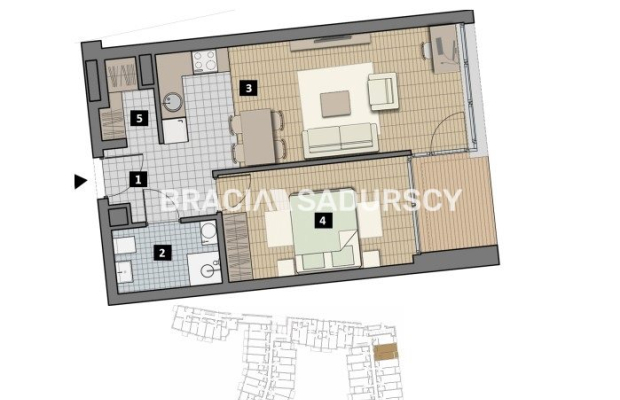 Dostępne mieszkania od 25m2 do 63m2. 