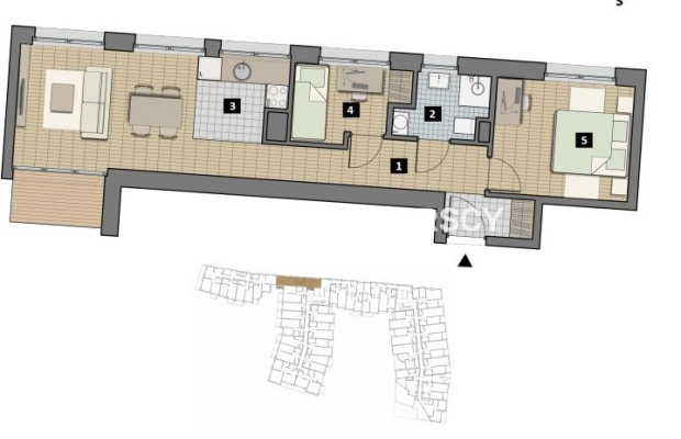 Dostępne mieszkania od 25m2 do 63m2. 