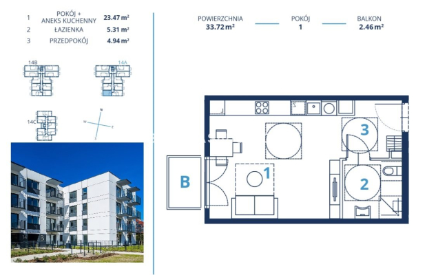 33m2 +balkon /1 piętro/ winda/ Ruczaj