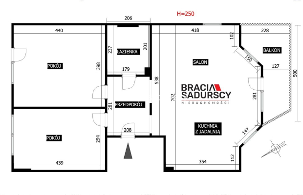 Kameralne 3 pokoje z dużym balkonem