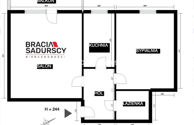 2 pokoje | 50,4 m² | Balkon | Ugorek