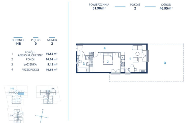 52m2 2pok+ ogródek Gotowa inwestycja 0% Ruczaj 