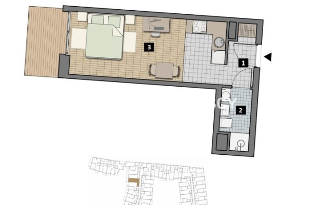 Dostępne mieszkania od 25m2 do 63m2. 