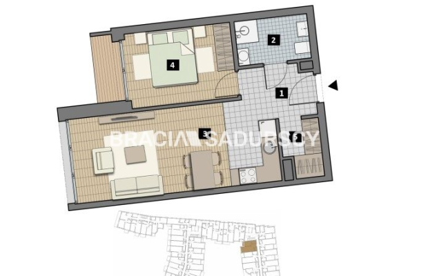 Dostępne mieszkania od 25m2 do 63m2. 
