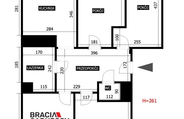 64m2 4 pok+ os kuchnia balkon Bronowice
