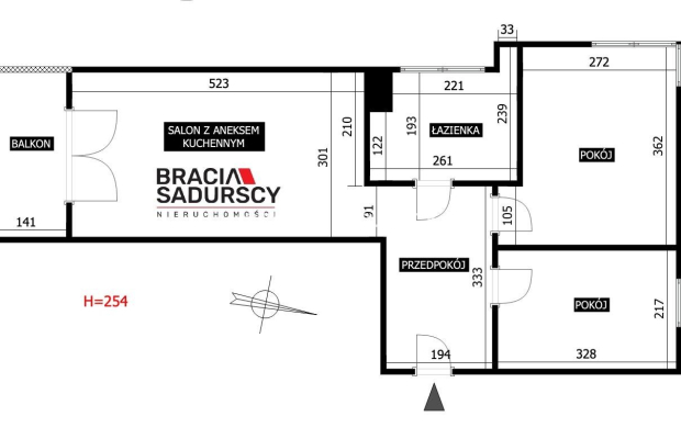 3 pokoje  z balkonem  KLINY