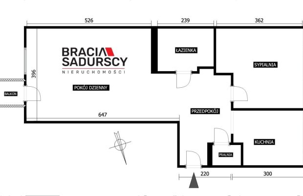 Apartament 2, 3 pokoje z balkonem Podgórze