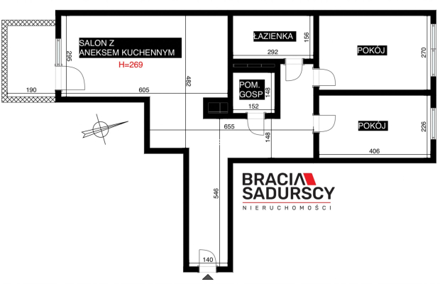 Osiedle FI, Podgórze, 3 pokoje z balkonem