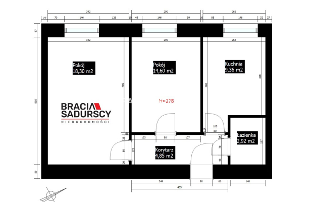 2-pokojowe z osobną kuchnią.