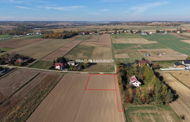 Działka budowlana Sieciechowice blisko Krakowa / Iwanowic. Piękna, widokowa działka o wymiarach 35,7 m szerokości (front) i 42,