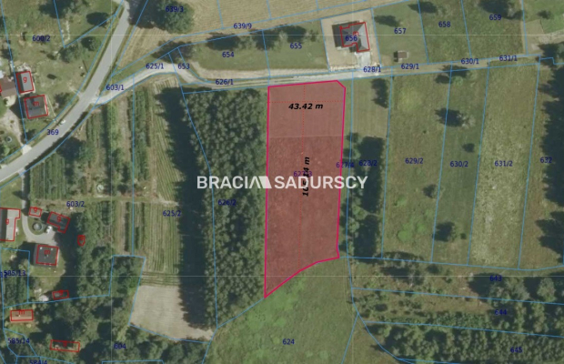 Działka budowlana o powierzchni  44 arów  położona w  Buczkowie, gmina Rzezawa, powiat bocheński  - idealna enklawa do budowy d