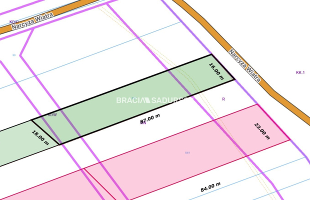 Działka budowlana o pow. 13 ar. w Krakowie.  
Przedmiotem oferty jest nieruchomość gruntowa niezabudowana o nr ew.  52/1  położ