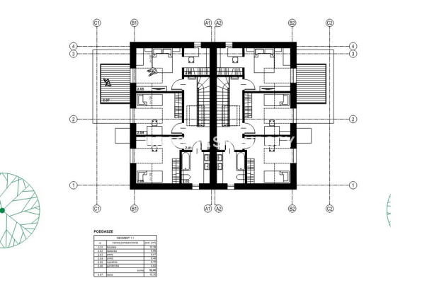 Działka z projektem na 5 bliźniaków 