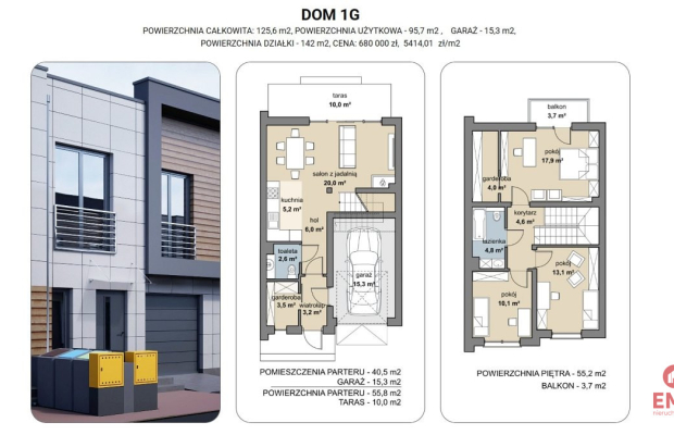 Dom szeregowy 125 m2,  Zaścianki