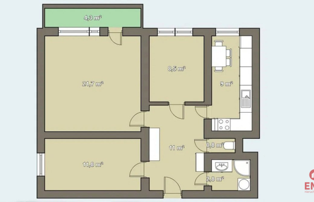 Słoneczny stok 3 oddzielne pokoje