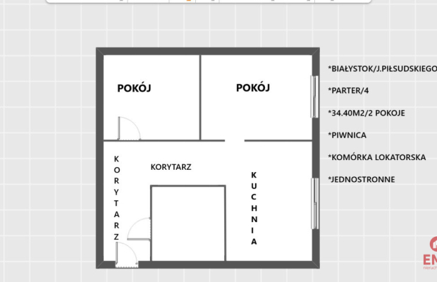Centrum Piłsudskiego 2 pokoje parter