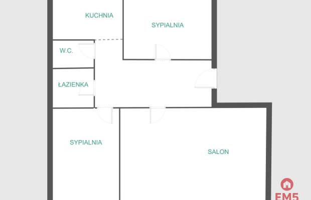 3 pokoje, ul. Wiejska | 1. piętro