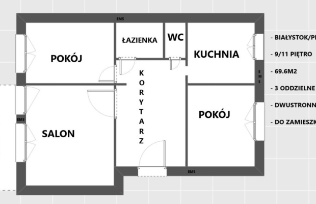 Legionowa 3 oddzielne pokoje USK,DSK