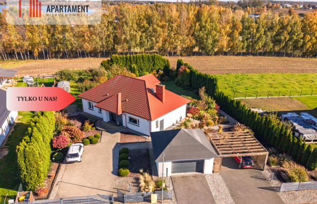 Parterowy dom, garaż, ogród, jezioro, Mazury