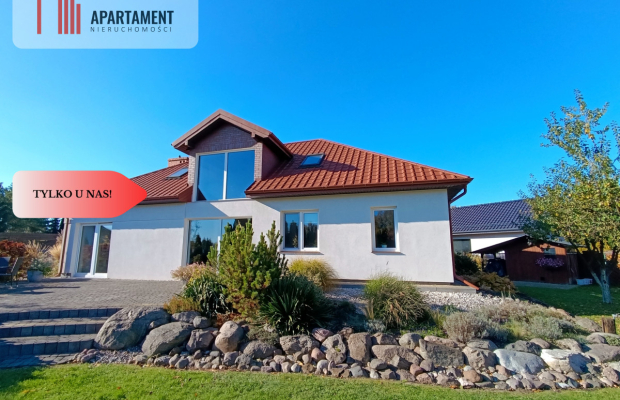 Parterowy dom, garaż, ogród, jezioro, Mazury