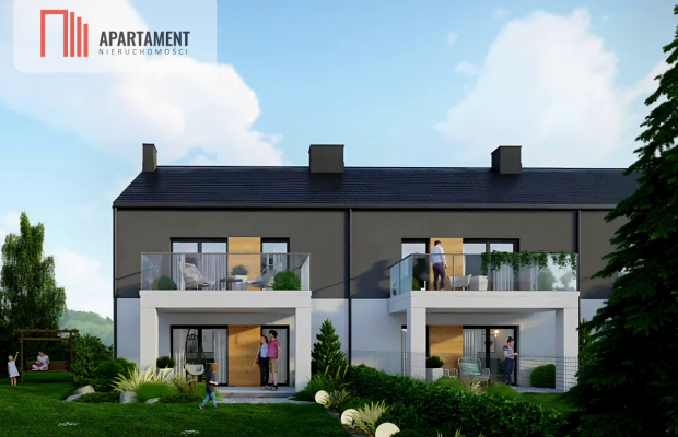 Bliźniak: parter z ogrodem i piętro z poddaszem